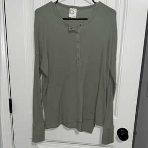 Aerie light green long sleeve button up Henley